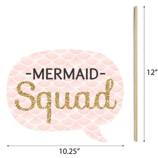 Big Dot of Happiness Trading The Tail For A Veil - Mermaid Bachelorette Party or Bridal Shower Photo Booth Props Kit - 20 Count {7}