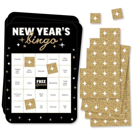 Big Dot of Happiness Hello New Year - Bar Bingo Cards and Markers - NYE Party Bingo Game - Set of 18 {1}