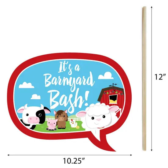 Big Dot of Happiness Farm Animals - Baby Shower or Birthday Photo Booth Props Kit - 20 Count {7}
