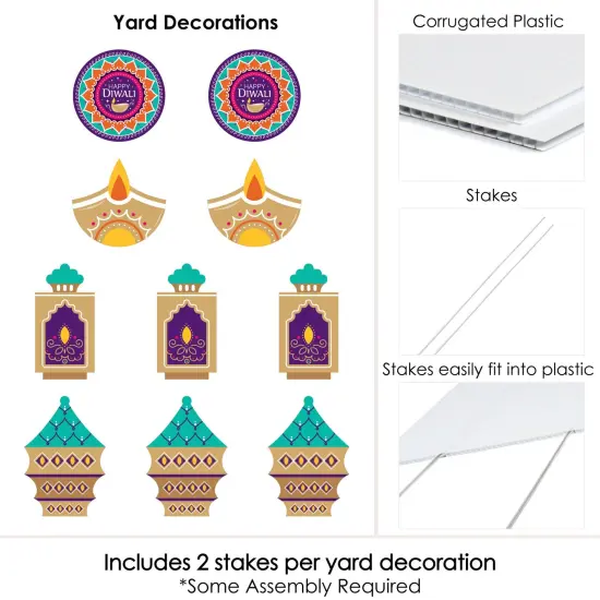 Big Dot of Happiness Happy Diwali - Diya Candles Lawn Decorations - Outdoor Festival of Lights Party Yard Decorations - 10 Piece {7}