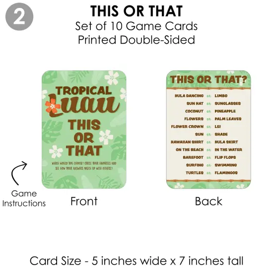 Big Dot of Happiness Tropical Luau - 4 Hawaiian Beach Party Games - 10 Cards Each - Gamerific Bundle {7}