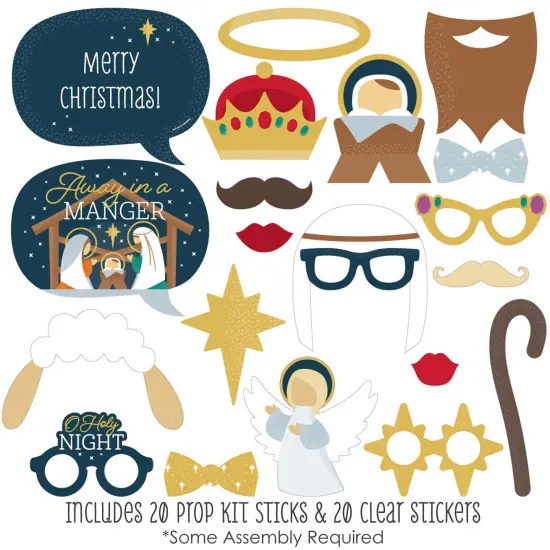 Big Dot of Happiness Holy Nativity - Manger Scene Religious Christmas Photo Booth Props Kit - 20 Count {3}