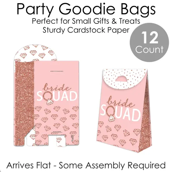 Big Dot of Happiness Bride Squad - Rose Gold Bridal Shower or Bachelorette Gift Favor Bags - Party Goodie Boxes - Set of 12 {7}