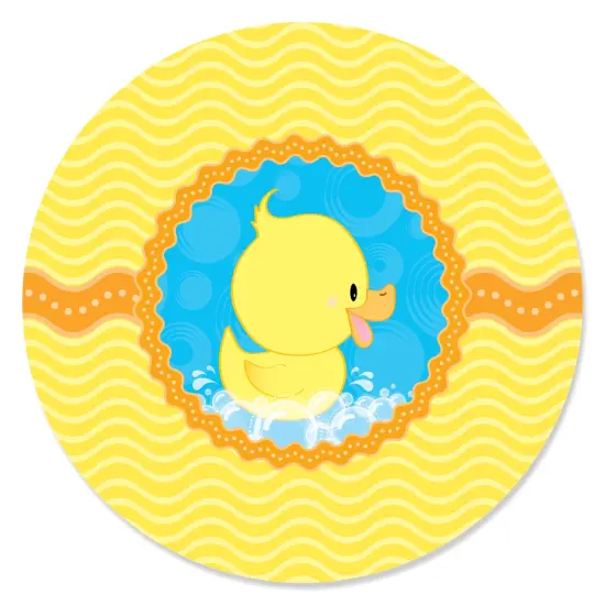 Big Dot of Happiness Ducky Duck - Party Circle Sticker Labels - 24 Count {1}