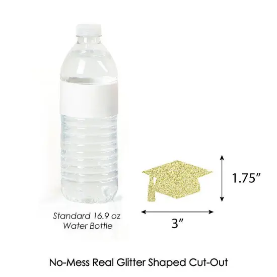 Big Dot of Happiness Gold Glitter Grad Cap Party Straws - No-Mess Real Gold Glitter Cut-Outs & Decorative Graduation Party Paper Straws - Set of 24 {7}