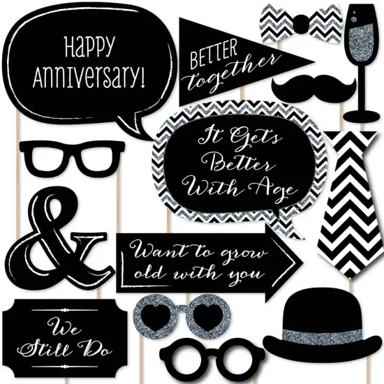 Big Dot of Happiness Wedding Anniversary - Photo Booth Props Kit - 20 Count {1}
