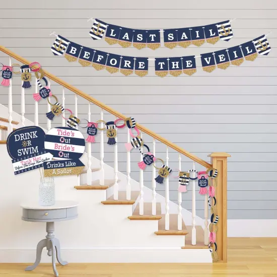 Big Dot of Happiness Last Sail Before the Veil - Banner & Photo Booth Decor - Nautical Bachelorette Party and Bridal Supplies Kit - Doterrific Bundle {4}