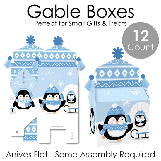 Big Dot of Happiness Winter Penguins - Treat Box Party Favors - Holiday and Christmas Party Goodie Gable Boxes - Set of 12 {7}