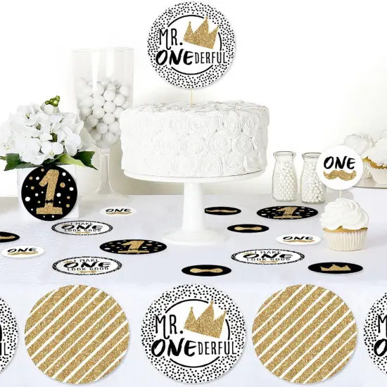 Big Dot of Happiness 1st Birthday Little Mr. Onederful - Boy First Birthday Party Giant Circle Confetti - Party Decorations - Large Confetti 27 Count {6}