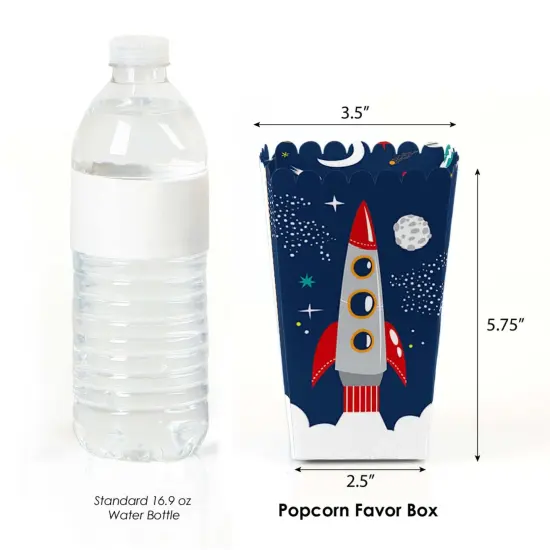Big Dot of Happiness Blast Off to Outer Space - Rocket Ship Baby Shower or Birthday Party Favor Popcorn Treat Boxes - Set of 12 {4}