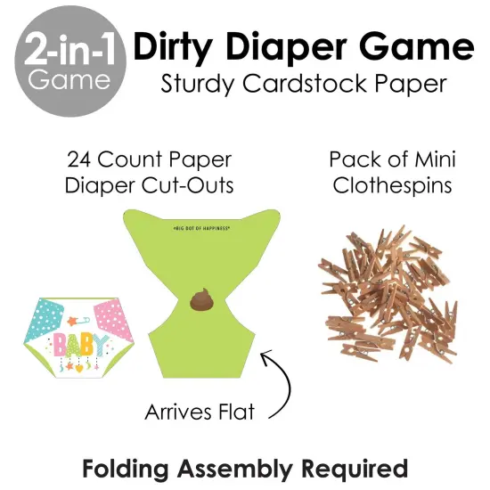Big Dot of Happiness Colorful Baby Shower - Baby Shower Conversation Starter - 2-in-1 Dirty Diaper Game - Set of 24 {6}
