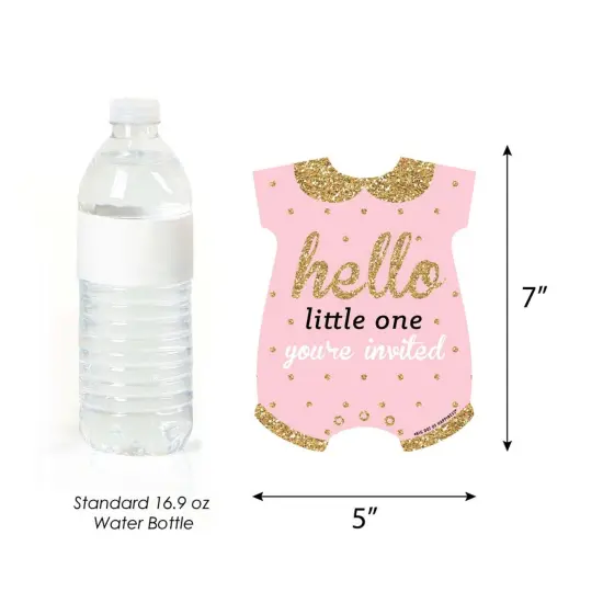 Big Dot of Happiness Hello Little One - Pink and Gold - Shaped Fill-in Invitations - Girl Baby Shower Invitation Cards with Envelopes - Set of 12 {7}