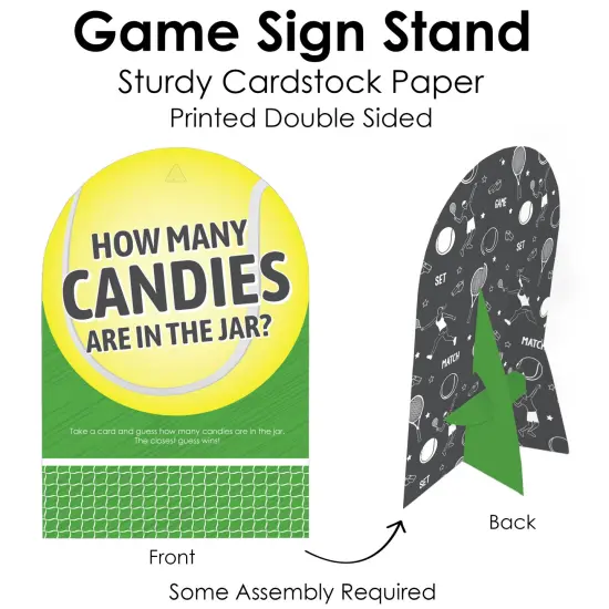 Big Dot of Happiness You Got Served - Tennis How Many Candies Baby Shower or Tennis Ball Birthday Party Game 1 Stand and 40 Cards Candy Guessing Game {6}