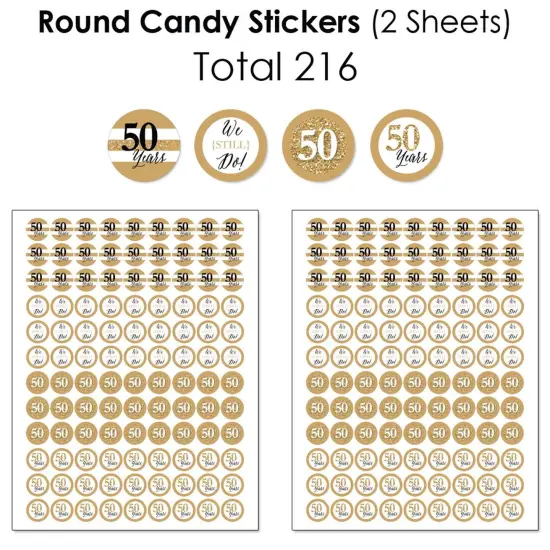 Big Dot of Happiness We Still Do - 50th Wedding Anniversary - Anniversary Party Candy Favor Sticker Kit - 304 Pieces {6}
