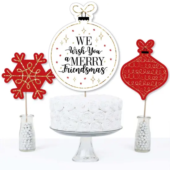 Big Dot of Happiness Red and Gold Friendsmas - Friends Christmas Party Centerpiece Sticks - Table Toppers - Set of 15 {4}