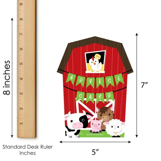 Big Dot of Happiness Farm Animals - Barn Wish Card Barnyard Baby Shower Activities - Shaped Advice Cards Game - Set of 20 {6}