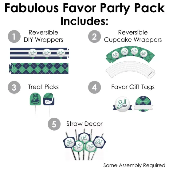 Big Dot of Happiness Par-Tee Time - Golf - Birthday or Retirement Party Favors and Cupcake Kit - Fabulous Favor Party Pack - 100 Pieces {3}