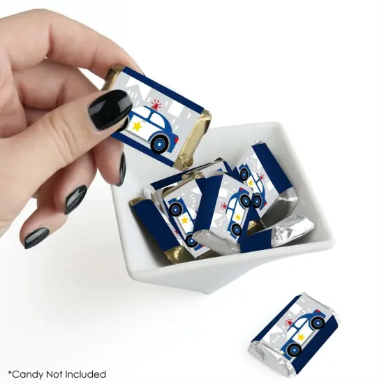 Big Dot of Happiness Calling All Units - Police - Mini Candy Bar Wrapper Stickers - Cop Birthday Party or Baby Shower Small Favors - 40 Count {3}