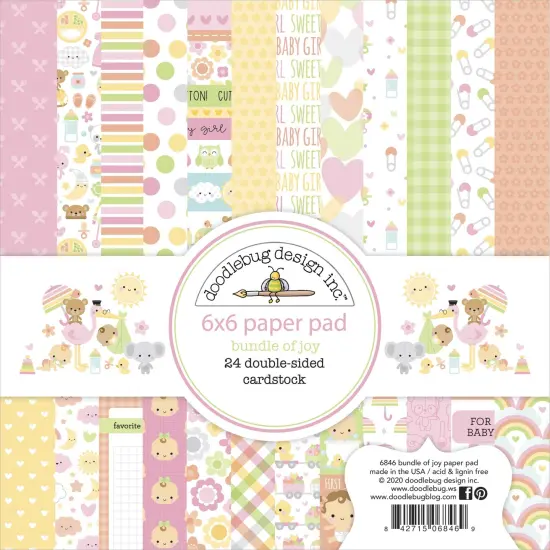 Doodlebug Double-Sided Paper Pad 6"X6" 24/Pkg-Bundle Of Joy, 12 Designs/2 Each {1}