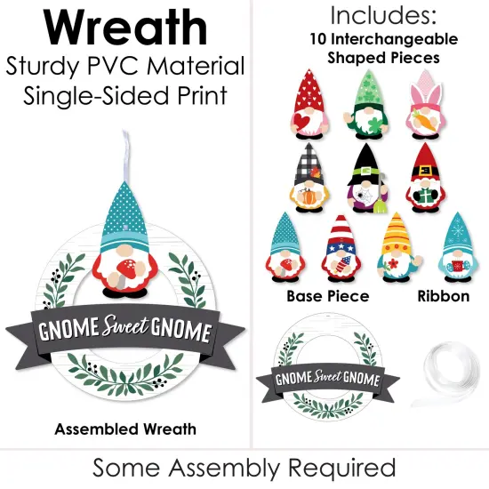 Big Dot of Happiness Holiday Gnome Sweet Gnome - Front Door Seasonal Decor - Interchangeable Wreath {4}