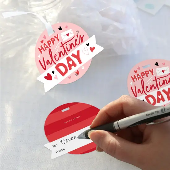 Big Dot of Happiness Happy Valentine&rsquo;s Day - Valentine Hearts Party Clear Goodie Favor Bags - Treat Bags With Tags - Set of 12 {4}