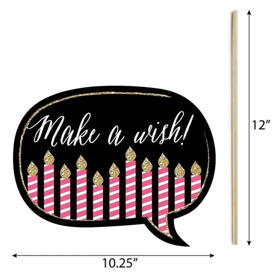 Big Dot of Happiness Funny Chic 13th Birthday - Pink, Black and Gold - Birthday Party Photo Booth Props Kit - 10 Piece {6}