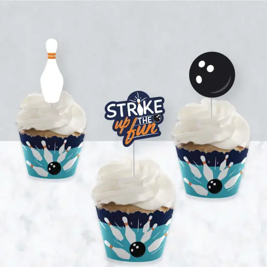 Big Dot of Happiness Strike Up the Fun - Bowling - Cupcake Decoration - Birthday Party or Baby Shower Cupcake Wrappers and Treat Picks Kit - Set of 24 {4}