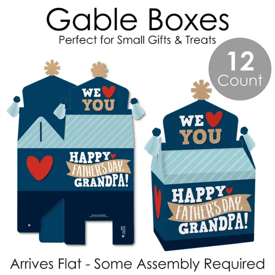 Big Dot of Happiness Grandpa, Happy Father's Day - Treat Box Party Favors - We Love Grandfather Goodie Gable Boxes - Set of 12 {7}