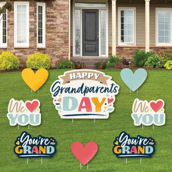 Big Dot of Happiness Happy Grandparents Day - Yard Sign and Outdoor Lawn Decorations - Grandma & Grandpa Party Yard Signs - Set of 8 {1}