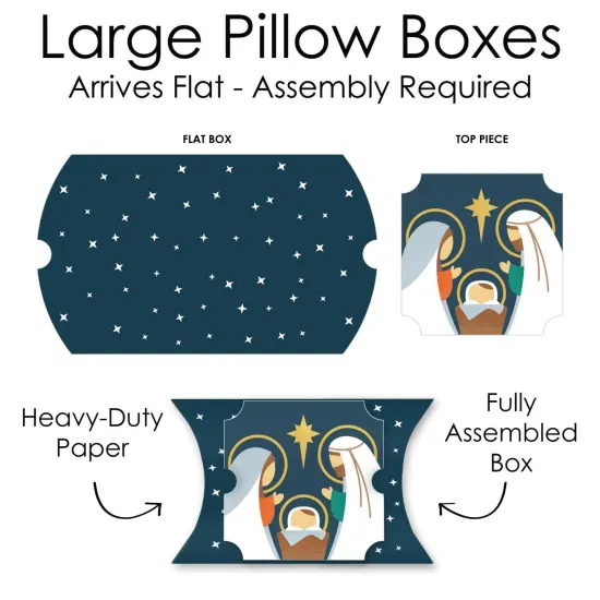 Big Dot of Happiness Holy Nativity - Favor Gift Boxes - Manger Scene Religious Christmas Large Pillow Boxes - Set of 12 {7}