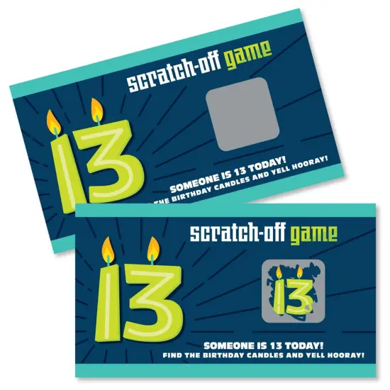 Big Dot of Happiness Boy 13th Birthday - Official Teenager Birthday Party Game Scratch Off Cards - 22 Count {1}