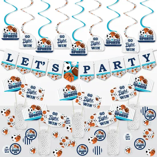 Big Dot of Happiness Go, Fight, Win - Sports - Baby Shower or Birthday Party Supplies Decoration Kit - Decor Galore Party Pack - 51 Pieces {1}