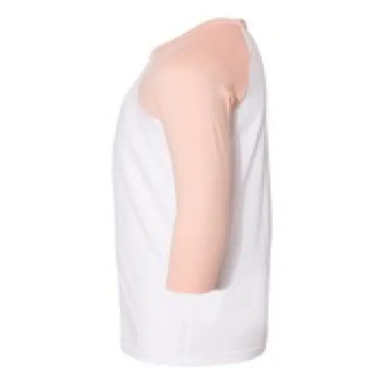Bella + Canvas&reg; Youth Three Quarter Sleeve Baseball Tee - 3200Y White/ heather peac {5}