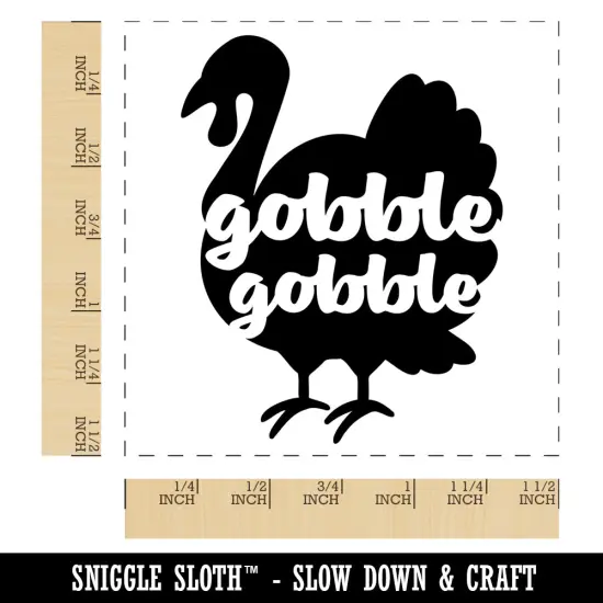 Thanksgiving Turkey Silhouette Gobble Gobble Self-Inking Rubber Stamp Ink Stamper Blue {1}