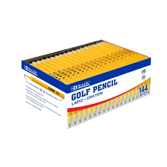 BAZIC Yellow Pencil #2 Pre-Sharpened Golf Pencil (144/Pack) {1}