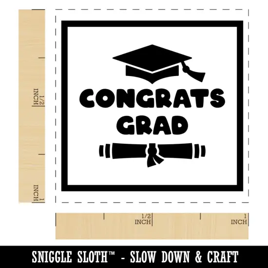 Congrats Grad Graduate Graduation Cap Diploma Self-Inking Rubber Stamp Ink Stamper Blue {1}