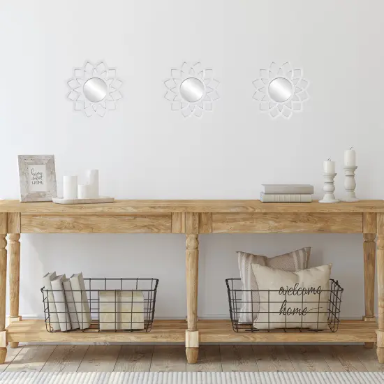 Northlight Set of 3 Arched Floral Matte White Wall Mirrors 9.5" {3}