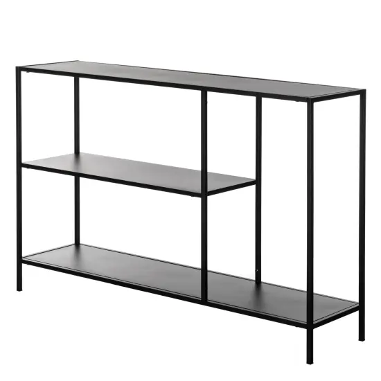 Modern Display Metal Console Table with Open Shelfs, for Dining, Entryway and Hallway, Black {6}