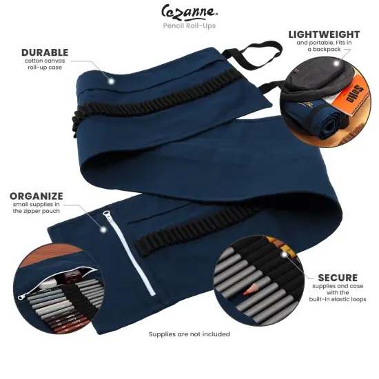 Cezanne Sets of Professional Colored Pencils with Canvas Roll-Up Case - Premium, High Pigment Colored Pencils, 3.3mm Diameter Lead and Storage Case with Zipper Pouch {5}