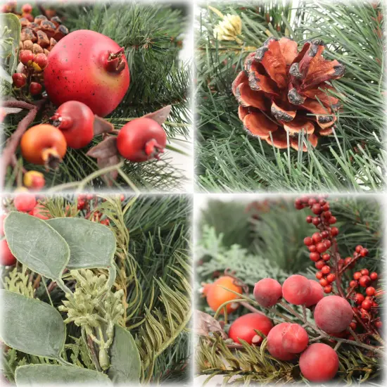 6ft Traditional Pine Garland with Fruits & Pine Cones, Floral Home by Artificial Flowers {2}