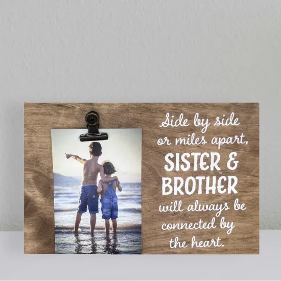 Decorative Wood Clip Frame: Sister & Brother {1}