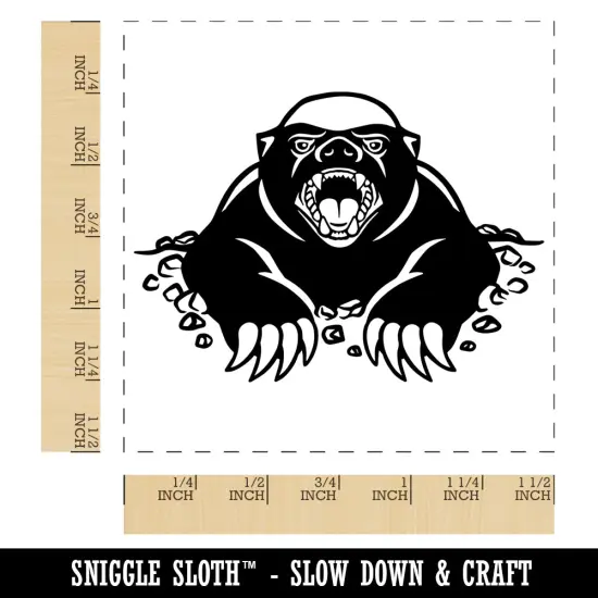Angry Honey Badger Self-Inking Rubber Stamp Ink Stamper Blue {1}