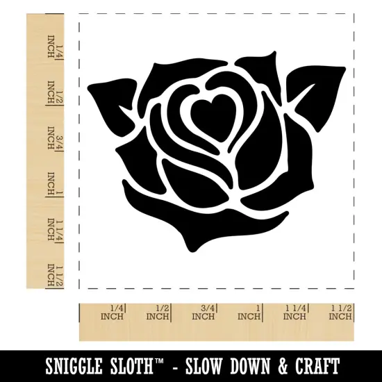 Rose Heart Center Self-Inking Rubber Stamp Ink Stamper Black {1}