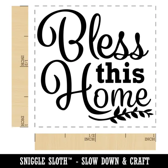 Bless this Home House with Branch Self-Inking Rubber Stamp Ink Stamper Blue {1}