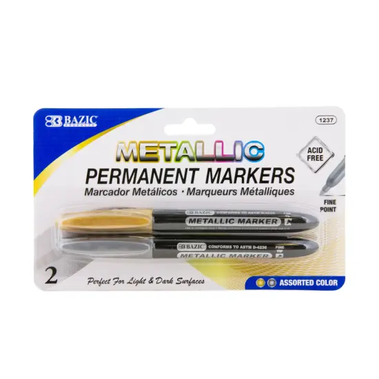 BAZIC Silver & Gold Metallic Markers (2/Pack) {1}