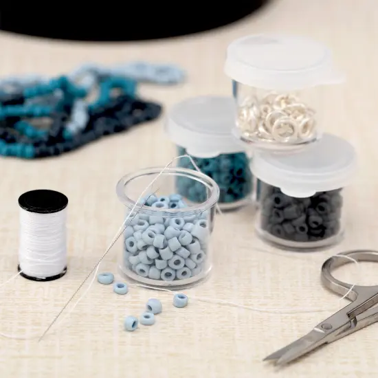 Creative Mark Assorted Pack of 14 Storage Cups - 8 Small 10 ml & 6 Large 45 ml Durable Clear Plastic Paint Containers with Lids for Artists, Students, Professionals {5}