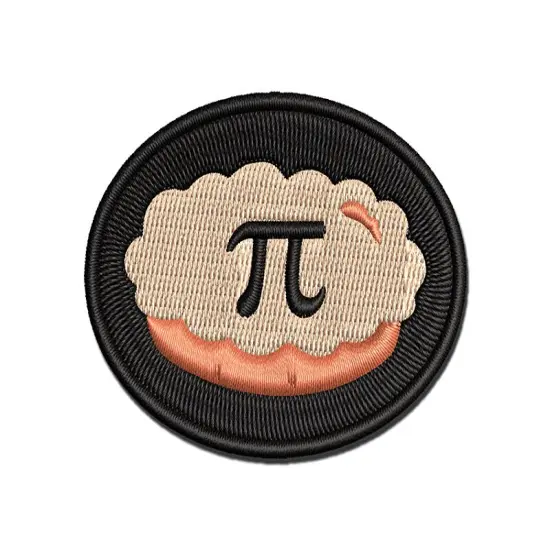 Pi Symbol on Pie Multi-Color Embroidered Iron-On or Hook & Loop Patch Applique {1}