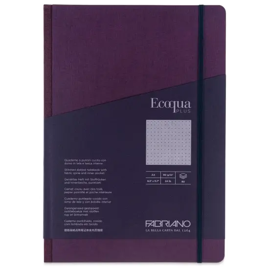 Fabriano Ecoqua Plus Fabric-Bound Notebook - Wine, 8-1/4" x 11-7/10", Dot Grid {1}