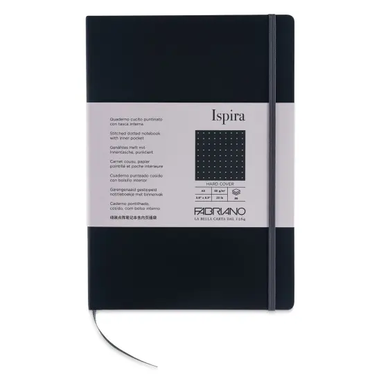 Fabriano Ispira Hard-Cover Notebook - Black, 5-4/5" x 8-1/4", Dot Grid {1}