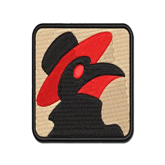 Plague Doctor Crow Raven Mask with Hat Multi-Color Embroidered Iron-On or Hook & Loop Patch Applique {1}